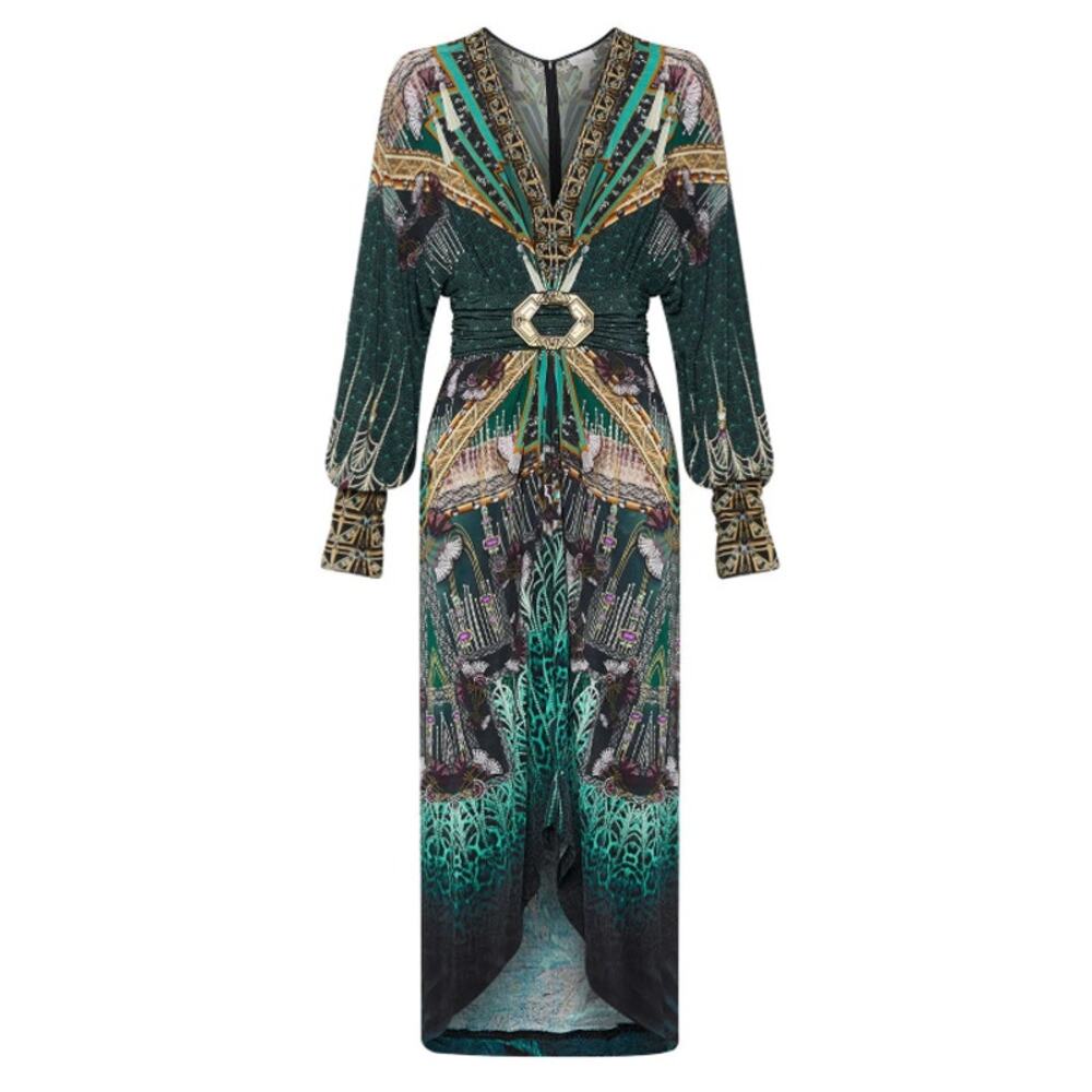 Camilla belted jersey Fitzgeralds flapper Asymmetric dress. M NWT $649